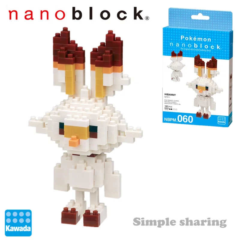 Kawada Nanoblock Pokemon NBPM-060 Scorbunny 180 шт. алмазные креативные микроразмерные Строительные