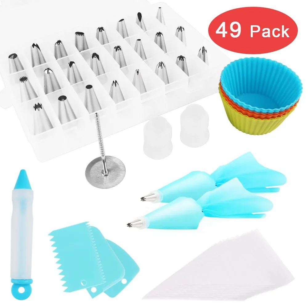 49 PCS Stainless Steel Pastry Nozzles for Cream with Pastry Bag Decorating Cake Icing Piping Confectionery Baking Tool
49 PCS Stainless Steel Pastry Nozzles for Cream with Pastry Bag Decorating Cake Icing Piping Confectionery Baking Tool