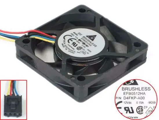 Detla Electronics EFB0512HA 9G59 P/N:D4FKP-A00 DC 12V 0.15A 50x50x10mm вентилятор охлаждения сервера |
