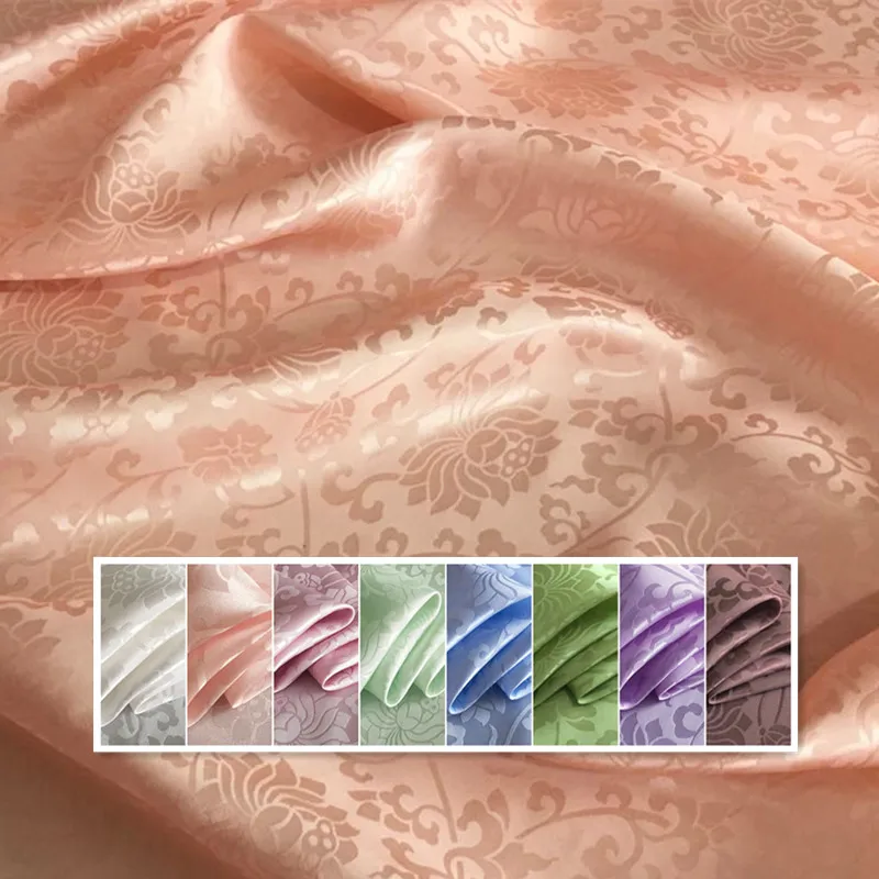 Sangbo Satin Silk Fabric Pure Silk Fabrics Hanfu DIY Fabric Lotus Flower Jacquard Silk Cloth
Sangbo Satin Silk Fabric Pure Silk Fabrics Hanfu DIY Fabric Lotus Flower Jacquard Silk Cloth