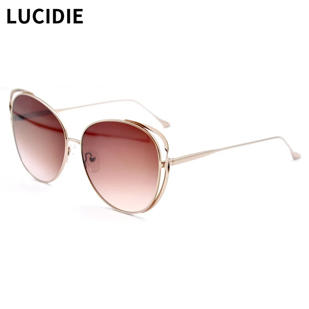 Женские круглые очки Lucide поляризационные с большой металлической оправой для
