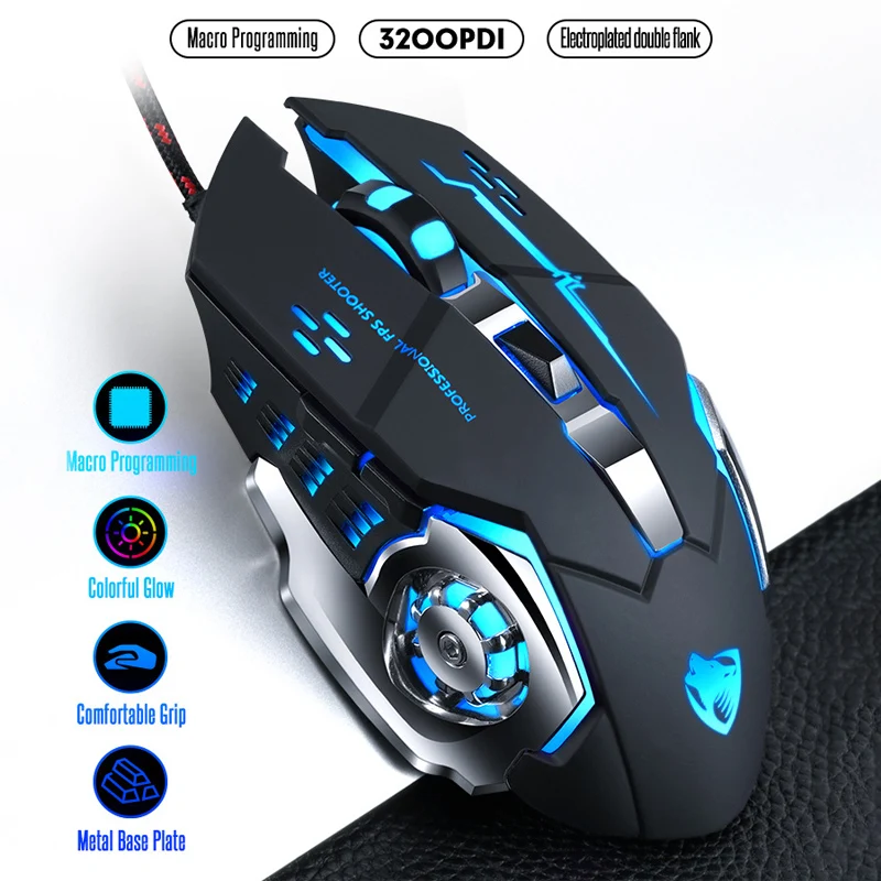 Gaming Mouse Pro Gamer 8D 3200DPI Adjustable Wired Optical LED Computer Mice USB Cable Silent mouse gamer Mouse for laptop PC
Gaming Mouse Pro Gamer 8D 3200DPI Adjustable Wired Optical LED Computer Mice USB Cable Silent mouse gamer Mouse for laptop PC