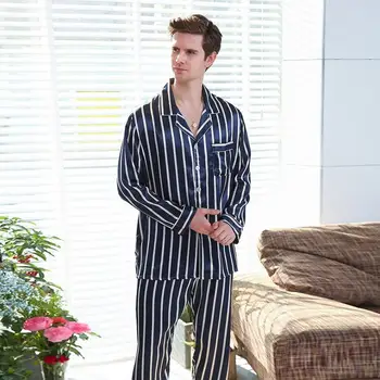 Couple Pajama Sets Silk Satin Pijamas Striped Sleepwear Home Suit Pyjama Sets For Lover Man Woman Lovers' Clothes
Couple Pajama Sets Silk Satin Pijamas Striped Sleepwear Home Suit Pyjama Sets For Lover Man Woman Lovers' Clothes