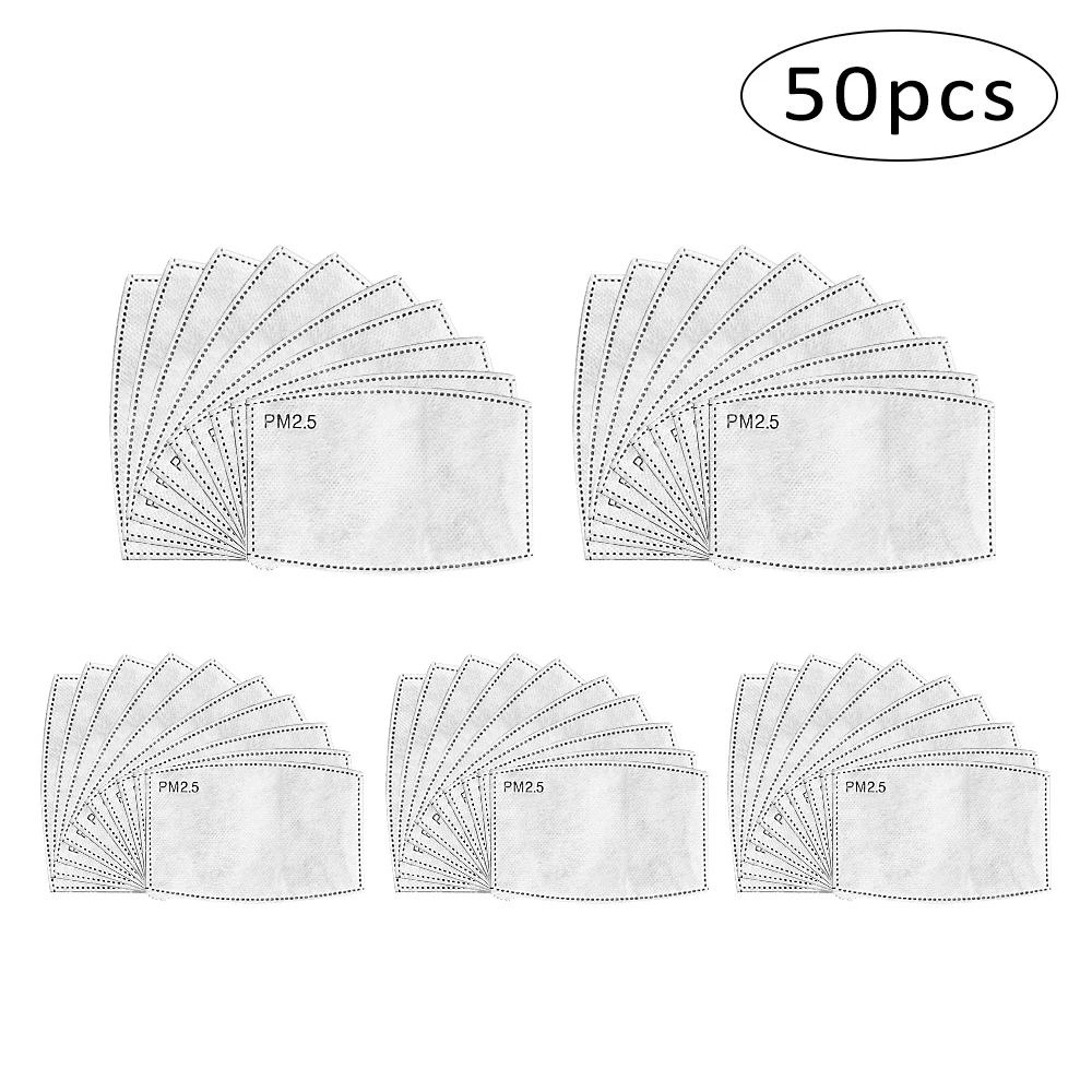 50pcs PM2.5 Filter Sheet Activated Carbon Filter 5 Layers Protection Pad Anti Pollution masque anti virus Mouth Mask Mat Masksi 
50pcs PM2.5 Filter Sheet Activated Carbon Filter 5 Layers Protection Pad Anti Pollution masque anti virus Mouth Mask Mat Masksi