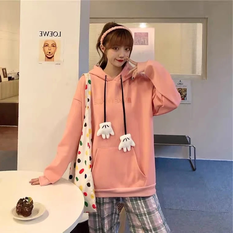 Embroidered Letters Ladies Long Sleeve Pullover Hoodie 2020 New Korean Oversized Harajuku Mouse Ear Hoodie
Embroidered Letters Ladies Long Sleeve Pullover Hoodie 2020 New Korean Oversized Harajuku Mouse Ear Hoodie