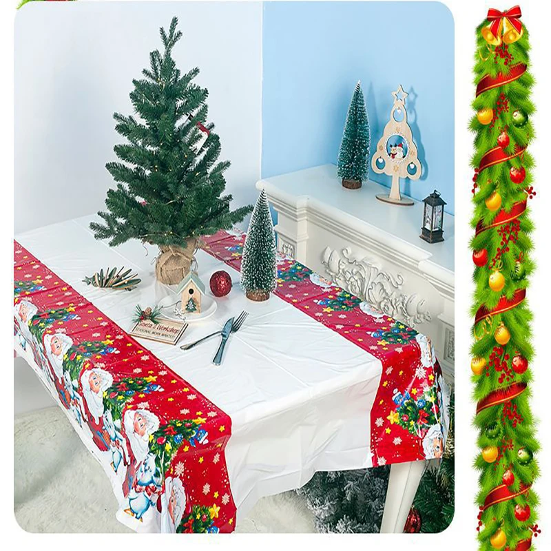 Фото 1 шт. Рождественская скатерть с Санта Клаусом для кухни украшения обеденного
