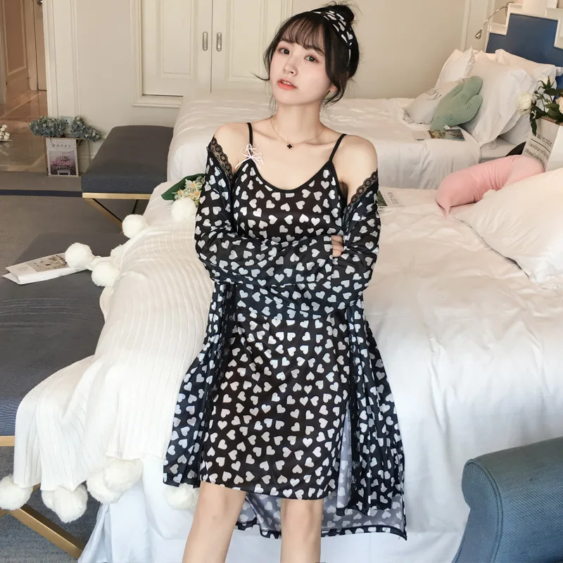 

Pajamas Female Summer Spring And Autumn Two-Piece Set Nightgown Women's Nightgowns & Sleepshirts-Korean-style Viscose Long Sleev