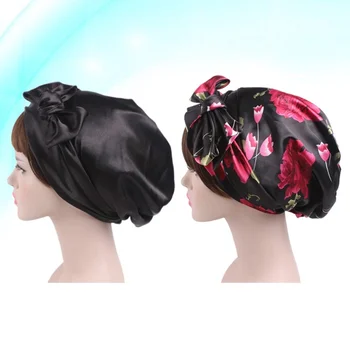 2pcs Ribbon Bowknot Nightcap Satin Sleeping Cap Chemotherapy Cap Hats for Women Girls (Black Floral Printing + Black)
2pcs Ribbon Bowknot Nightcap Satin Sleeping Cap Chemotherapy Cap Hats for Women Girls (Black Floral Printing + Black)