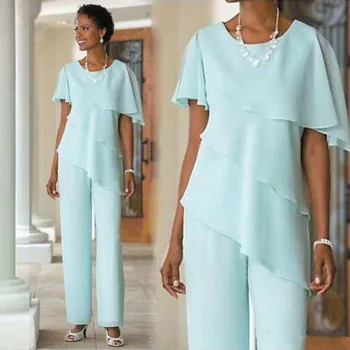 modern light blue mother of the bride pant suits 2 pieces chiffon trouser short sleeves ankle length groom mom gowns for wedding
modern light blue mother of the bride pant suits 2 pieces chiffon trouser short sleeves ankle length groom mom gowns for wedding