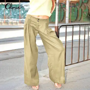Women Summer Linen Wide Leg Pants Celmia 2020 Fashion Casual High Waist Loose Long Trousers Ladies Solid Button Pantalon Palazzo
Women Summer Linen Wide Leg Pants Celmia 2020 Fashion Casual High Waist Loose Long Trousers Ladies Solid Button Pantalon Palazzo