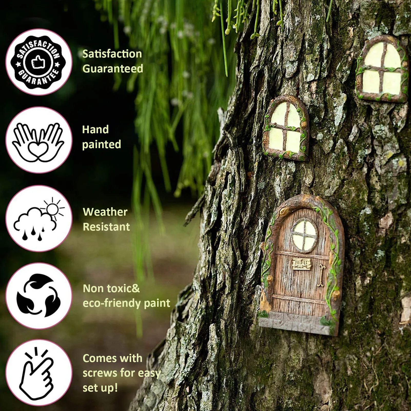 Милая миниатюрная сказочная садовая дверь для деревьев статуи дом искусство на
