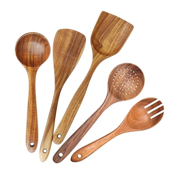 5pcs/Set Wooden Kitchen Utensils Cooking Utensil Natural Teak Wood Salad Spoon Ladle Nonstick Hard Wooden Spatula for Cooking
5pcs/Set Wooden Kitchen Utensils Cooking Utensil Natural Teak Wood Salad Spoon Ladle Nonstick Hard Wooden Spatula for Cooking