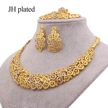 Nigeria Dubai luxury Jewelry sets for women party gold color necklace earrings bracelet ring Indian African wedding gifts set
Nigeria Dubai luxury Jewelry sets for women party gold color necklace earrings bracelet ring Indian African wedding gifts set