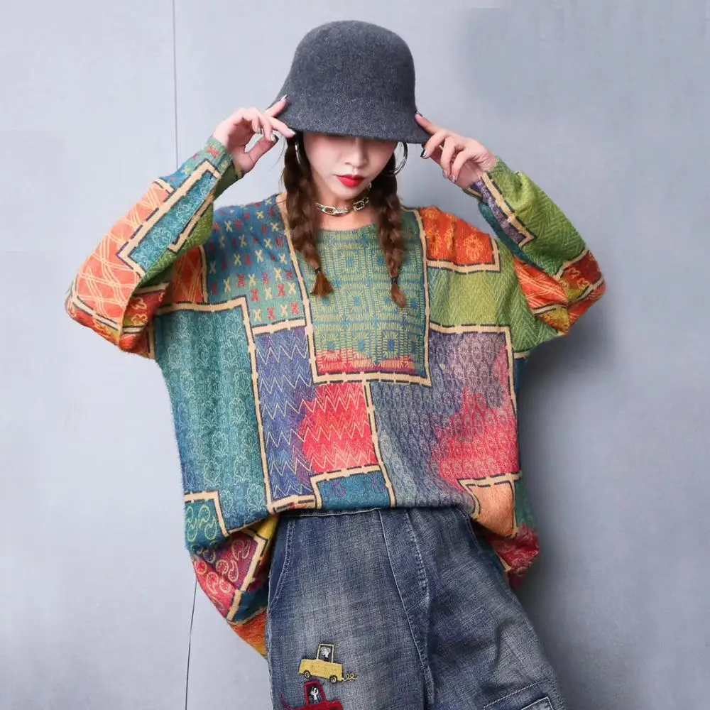 Autumn Winter Oversize Mink Cashmere Sweater Pullovers Women Retro Print 2020 Female Casual Warm Female All-match Loose Sweater
Autumn Winter Oversize Mink Cashmere Sweater Pullovers Women Retro Print 2020 Female Casual Warm Female All-match Loose Sweater
