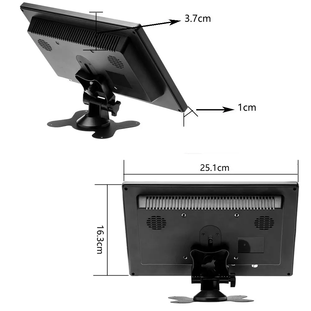 Podofo 10 1 &quotLCD HD монитор Мини ТВ и компьютер цветной экран 2 канальный видео вход