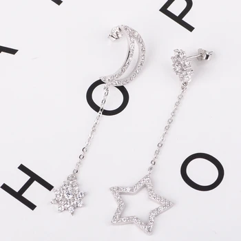 WEGARSTI High-quality 925 Sterling Silver Shining Star Clear Zircon Long Chain Drop Earrings For Women Wedding Party Jewelry
WEGARSTI High-quality 925 Sterling Silver Shining Star Clear Zircon Long Chain Drop Earrings For Women Wedding Party Jewelry