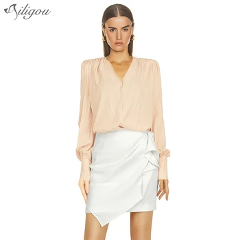 Ailigou 2020 New Women'S Summer Ol 2 Piece Suit V-Neck Long-Sleeved Shirt Top + Solid Color Jacket Bodycon Pencil Skirt Work Set 
Ailigou 2020 New Women'S Summer Ol 2 Piece Suit V-Neck Long-Sleeved Shirt Top + Solid Color Jacket Bodycon Pencil Skirt Work Set