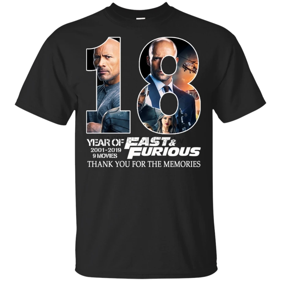 Мужская и Женская Классическая футболка 18Th Fast And Furious 2001-2019 |