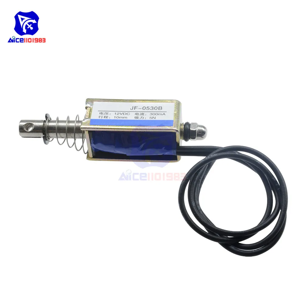 diymore DC 12V 300mA 5N/10mm Precise Pull-Push-Type Linear Motion Solenoid Electromagnet JF-0530B
diymore DC 12V 300mA 5N/10mm Precise Pull-Push-Type Linear Motion Solenoid Electromagnet JF-0530B