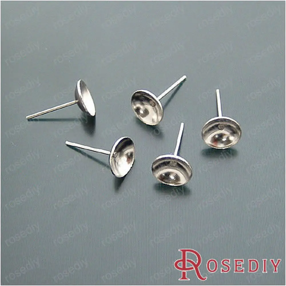 

Wholesale Imitation Rhodium Iron Stud Earring with 8mm Paste settings Diy Jewelry Findings Accessories 100 pieces(JM4916)
