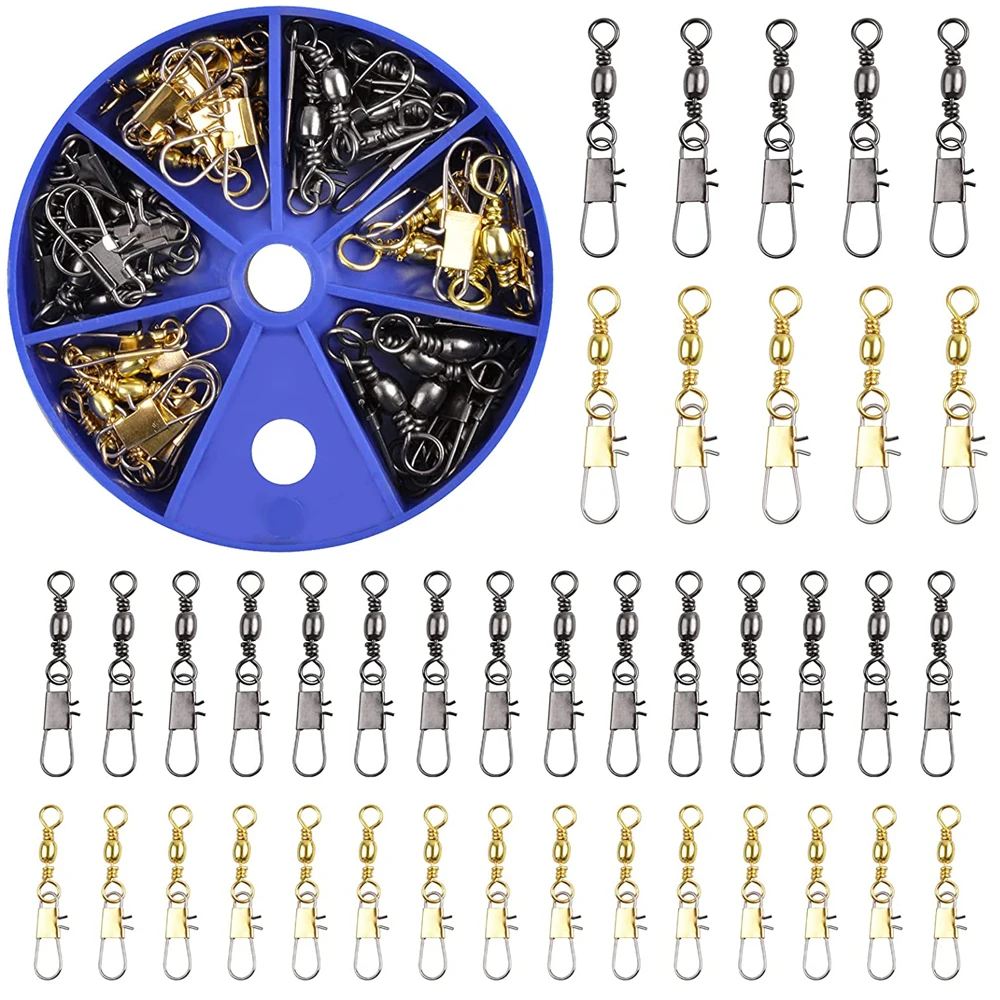 40Pcs Fishing Barrel Snap Swivel Quick Connector Interlock Clips Bearing Barrel Swivel with Safety Snap For Fishing Accessories 
40Pcs Fishing Barrel Snap Swivel Quick Connector Interlock Clips Bearing Barrel Swivel with Safety Snap For Fishing Accessories