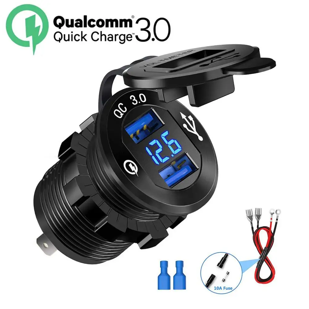 Dual USB QC 3.0 Car Charger Socket Quick Charge Power Outlet Charger With Digital Voltage Display Fast Charge for 12V/24V Car
Dual USB QC 3.0 Car Charger Socket Quick Charge Power Outlet Charger With Digital Voltage Display Fast Charge for 12V/24V Car