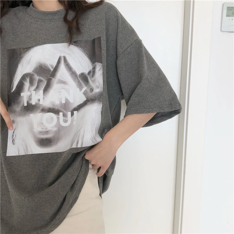 2020 Summer T-shirt for Women Loose Medium Long Short Sleeve Oversized Aesthetic Phantom Print Harajuku Fashion Gray Tops Female
2020 Summer T-shirt for Women Loose Medium Long Short Sleeve Oversized Aesthetic Phantom Print Harajuku Fashion Gray Tops Female