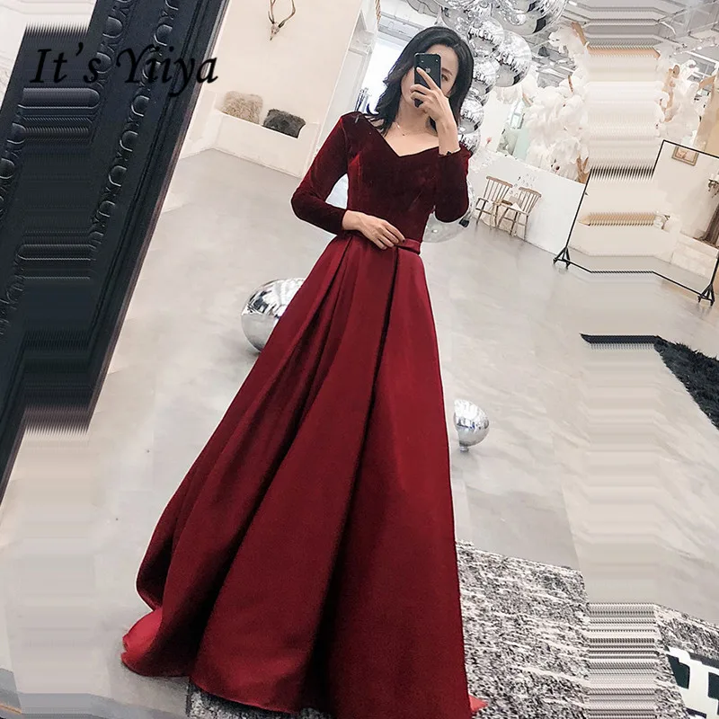 It's Yiiya Velour Evening Gown V-Neck Patchwork A-Line Floor Length Dress Long Sleeve Lace Up Backless Evening Dress 2020 K359
It's Yiiya Velour Evening Gown V-Neck Patchwork A-Line Floor Length Dress Long Sleeve Lace Up Backless Evening Dress 2020 K359