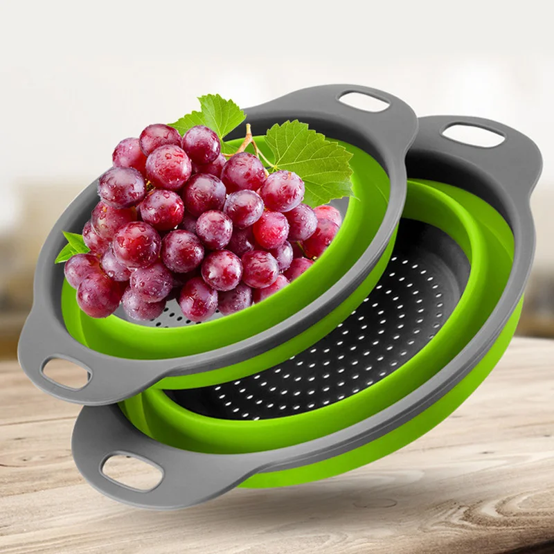 2pcs/set Foldable Silicone Colander Collapsible Drainer with Handle Kitchen Tool Sifter Fruit Vegetable Washing Basket Strainer
2pcs/set Foldable Silicone Colander Collapsible Drainer with Handle Kitchen Tool Sifter Fruit Vegetable Washing Basket Strainer