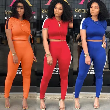 Casual Women Sports Set Short Sleeve Crop Top Hooded T Shirt Pants Outfit Workout Gym Fitness Athletic Workout Clothes Tracksuit
Casual Women Sports Set Short Sleeve Crop Top Hooded T Shirt Pants Outfit Workout Gym Fitness Athletic Workout Clothes Tracksuit