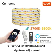 COB LED Strip TUYA Smart LED Control Full Set 576LEDs/M High Density Flexible COB RA90 CCT Linear Dimmable Lights For Decoration
COB LED Strip TUYA Smart LED Control Full Set 576LEDs/M High Density Flexible COB RA90 CCT Linear Dimmable Lights For Decoration