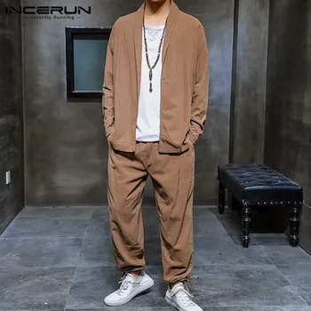 INCERUN Men Sets Solid Color Chinese Style Long Sleeve Cotton Open Stitch Shirt Elastic Waist Pants Vintage Casual Men's Suits
INCERUN Men Sets Solid Color Chinese Style Long Sleeve Cotton Open Stitch Shirt Elastic Waist Pants Vintage Casual Men's Suits