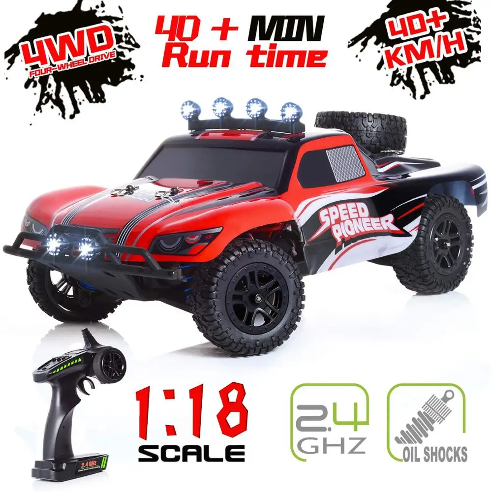 Fashion 4WD 2.4GHz off-road rc car 1:18 scale high speed racing remote control car with 2 rechargeable batteries Toys for kids
Fashion 4WD 2.4GHz off-road rc car 1:18 scale high speed racing remote control car with 2 rechargeable batteries Toys for kids