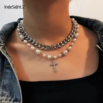IngeSight.Z 2Pcs/Set Multi Layered Rhinestone Cross Pendant Necklace Imitation Pearl Chain Curb Cuban Choker Necklaces Jewelry
IngeSight.Z 2Pcs/Set Multi Layered Rhinestone Cross Pendant Necklace Imitation Pearl Chain Curb Cuban Choker Necklaces Jewelry