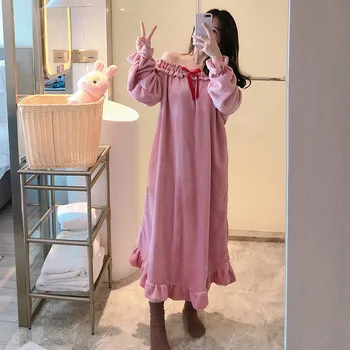 Off-Shoulder Dress Cute Nightwear For Women Female Sleepwear Loose Home Casual Lingerie Femme Sexy пижама для женщин Nightgown
Off-Shoulder Dress Cute Nightwear For Women Female Sleepwear Loose Home Casual Lingerie Femme Sexy пижама для женщин Nightgown