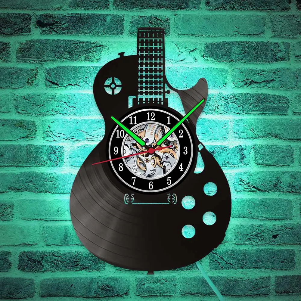 horloge guitare néon - couleur turquoise