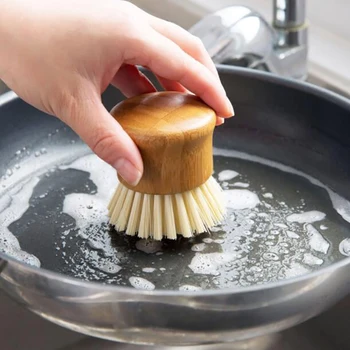 Bamboo Round Mini Palm Scrub Brush, Nylon Bristles Cleaning Scrubber Wash Dishes, Pots, Pans, Vegetables for Kitchen Sink
Bamboo Round Mini Palm Scrub Brush, Nylon Bristles Cleaning Scrubber Wash Dishes, Pots, Pans, Vegetables for Kitchen Sink