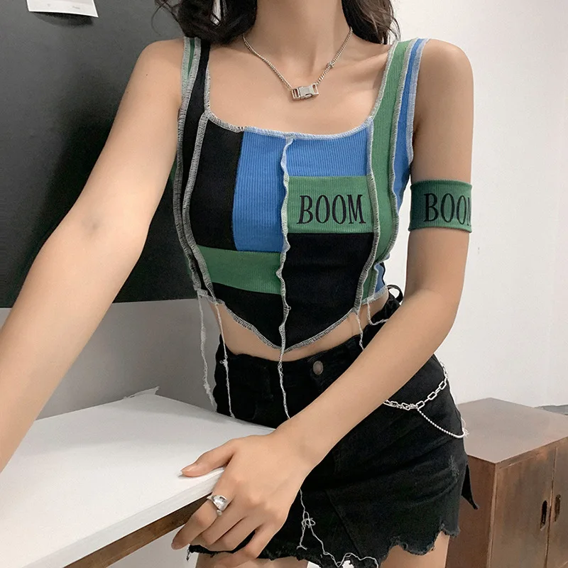 2020 Women Tank Ruched Contrast Color Patchwork Threads Tassel Letter Embroidery Cropped Top Bodycon Vest Camisole Streetwear
2020 Women Tank Ruched Contrast Color Patchwork Threads Tassel Letter Embroidery Cropped Top Bodycon Vest Camisole Streetwear