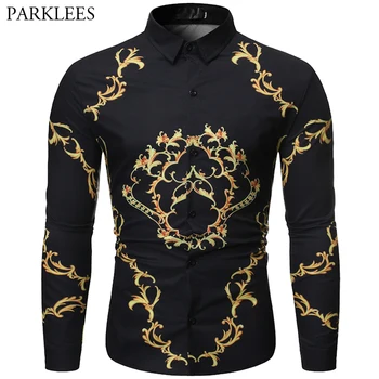Men's Court Wind Gold Floral Printing Lapel Design Casual Button Down Shirt Men Autumn Trendy Slim Fit long-sleeved Shirt Homme
Men's Court Wind Gold Floral Printing Lapel Design Casual Button Down Shirt Men Autumn Trendy Slim Fit long-sleeved Shirt Homme