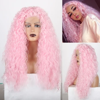 RONGDUOYI Long Pink Hair Synthetic Lace Front Wig Heat Resistant Hair Lace Wigs for Women Side Part Kinky Curly Cosplay Wig
RONGDUOYI Long Pink Hair Synthetic Lace Front Wig Heat Resistant Hair Lace Wigs for Women Side Part Kinky Curly Cosplay Wig
