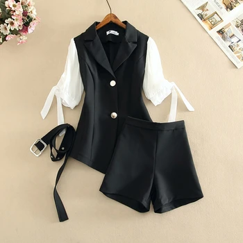 2020 Summer New Black White Contrast Color Bow Tie Lace Up Short Puff Sleeve Cardigan Jacket Shorts Two Pieces Lady Suits Ins
2020 Summer New Black White Contrast Color Bow Tie Lace Up Short Puff Sleeve Cardigan Jacket Shorts Two Pieces Lady Suits Ins