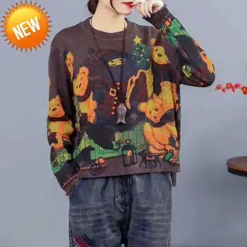 Claus Santa Bear Printed Pattern Women Sweater Loose Thin Outerwear Harajuku Cartoon Bottoming Pullovers Knitted Tops Femme Pull 
Claus Santa Bear Printed Pattern Women Sweater Loose Thin Outerwear Harajuku Cartoon Bottoming Pullovers Knitted Tops Femme Pull