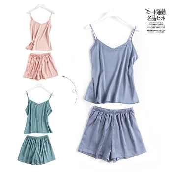 Feier Korean Style Summer Thin Solid Vest 2 Pieces Pajamas Set Silk Leisure Short Pants Sexy Homewear
Feier Korean Style Summer Thin Solid Vest 2 Pieces Pajamas Set Silk Leisure Short Pants Sexy Homewear