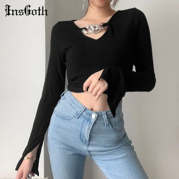 InsGoth Casual Fashion Crop Black Tops Harajuku Punk Long Sleeve V-neck Metal Patchwork Bodycon Tops Gothic Streetwear Slim Tops
InsGoth Casual Fashion Crop Black Tops Harajuku Punk Long Sleeve V-neck Metal Patchwork Bodycon Tops Gothic Streetwear Slim Tops