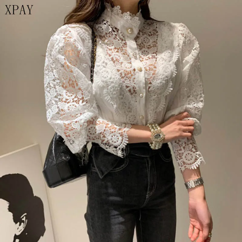 Elegant Chic Women Blouse Shirt Summer Spring Office Lady Tops Shirts White Lace Sweet Button Up Single-Breasted Shirts Clothes
Elegant Chic Women Blouse Shirt Summer Spring Office Lady Tops Shirts White Lace Sweet Button Up Single-Breasted Shirts Clothes