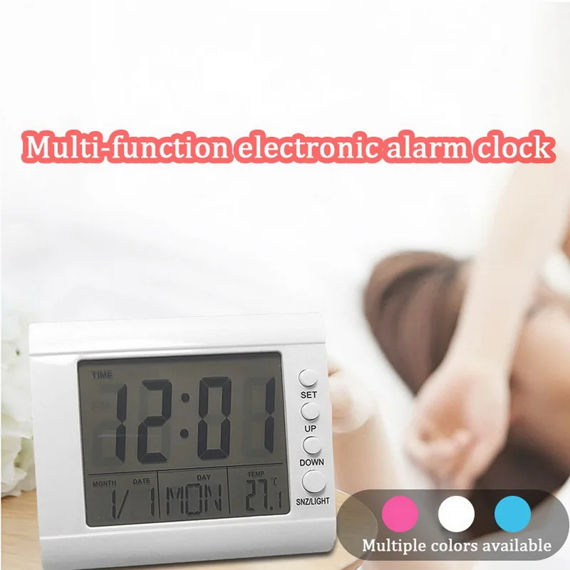 Desktop Alarm Clock with Calendar Snooze Large LED Display Digital for Home Office Travel Table Kids Electronic Clocks | Дом и сад
