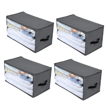 Botique-4 Pack Clothes Storage Bags with Handle for Comforters, Blankets, Bedding, Foldable with Zipper,Clear Window,Gray
Botique-4 Pack Clothes Storage Bags with Handle for Comforters, Blankets, Bedding, Foldable with Zipper,Clear Window,Gray