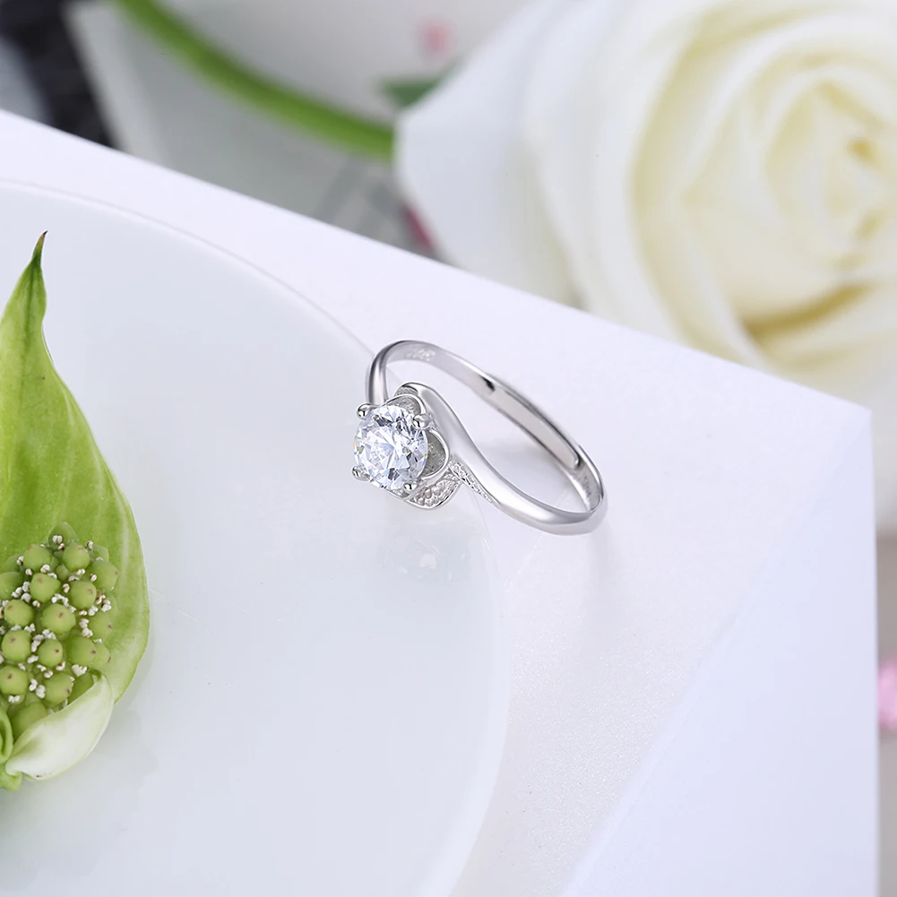 SILVERHOO Sterling 925 Silver Opening Adjustable Rings Women Romantic 5A Cubic Zircon Engagement Ring Fine Jewelry New Arrival SILVERHOO Sterling 925 Silver Opening Adjustable Rings Women Romantic 5A Cubic Zircon Engagement Ring Fine Jewelry New Arrival