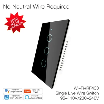 RF433 WiFi Smart Wall Touch Switch No Neutral Wire Needed Smart Single Wire Wall Switch Work With Alexa Google Home US Plug
RF433 WiFi Smart Wall Touch Switch No Neutral Wire Needed Smart Single Wire Wall Switch Work With Alexa Google Home US Plug