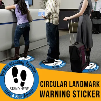 

Ground Sign Isolated Label 28CM 30CM Diameter Wait Here Stand Here Keep 6 ft in Between Protece Distance Marker Floor 504#2